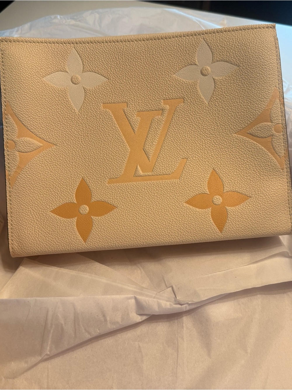 Louis Vuitton By The Pool. Cream and Orange Monogram Envelope Clutch